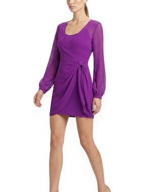 BCBG BCBGeneration Purple Azalea Wrap Look Layered Dress NWT New Size XS